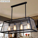 Industrial trapezoid black island lamp with clear glass kitchen light