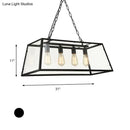 Industrial trapezoid black island lamp with clear glass kitchen light
