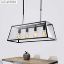 Industrial trapezoid black island lamp with clear glass kitchen light