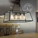 Industrial trapezoid black island lamp with clear glass kitchen light