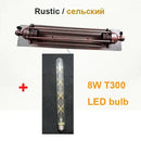 Industrial wall lamp black & silver 8w led sconce for bedroom