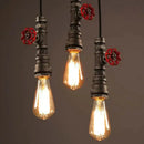 Industrial water pipe chandelier kitchen black & red pendant light