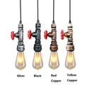 Industrial water pipe chandelier kitchen black & red pendant light