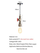 Industrial water pipe chandelier kitchen black & red pendant light