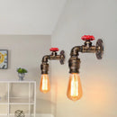 Industrial water pipe wall sconce kitchen light in black & brass