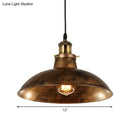 Industrial weathered brass wrought iron pendant light kitchen dome