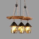 Industrial white clear wood lantern island lighting dining room