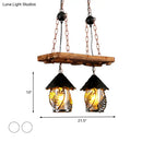 Industrial white clear wood lantern island lighting dining room