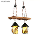 Industrial white clear wood lantern island lighting dining room