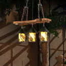 Industrial white clear wood lantern island lighting dining room