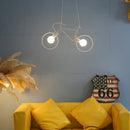 Industrial white iron bicycle pendant light living room decor