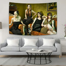Industrial white sewing machine kitties tapestry wall art bedroom decor