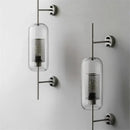 Industrial wind grid brass wall lamp living room glass globe sconce