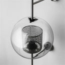Industrial wind grid brass wall lamp living room glass globe sconce