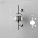 Industrial wind grid brass wall lamp living room glass globe sconce