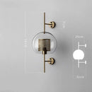 Industrial wind grid brass wall lamp living room glass globe sconce