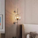 Industrial wind grid brass wall lamp living room glass globe sconce