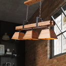 Industrial wood 3 light trapezoid chandelier dining room e26 e27