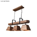 Industrial wood 3 light trapezoid chandelier dining room e26 e27