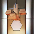Industrial wood 3 light trapezoid chandelier dining room e26 e27