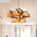 Industrial wood 3 light trapezoid chandelier dining room e26 e27