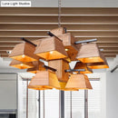Industrial wood 3 light trapezoid chandelier dining room e26 e27