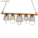 Industrial wood and black metal cage pendant light living room