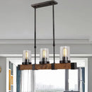 Industrial wood and black pendant light – dining room clear glass