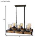 Industrial wood and black pendant light – dining room clear glass