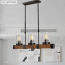 Industrial wood and black pendant light – dining room clear glass