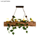 Industrial wood and ivy dining room chandelier with e26 e27 bulbs