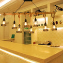 Industrial wood and metal bottle cage farmhouse pendant lamp dining room