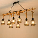 Industrial wood and metal bottle cage farmhouse pendant lamp dining room