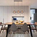 Industrial wood ceiling chandelier black metal cage bedroom light