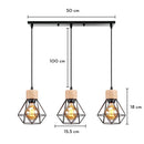Industrial wood pendant light black & white dining room fixture