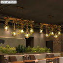 Industrial wood pendant light with vines dining room led chandelier