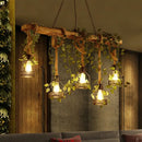 Industrial wood pendant light with vines dining room led chandelier