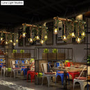 Industrial wood pendant light with vines dining room led chandelier