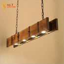 Industrial wood pendant lights dining room rustic four light bar