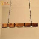 Industrial wood pendant lights dining room rustic four light bar