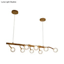 DecorBites™ Industrial Wooden Chandelier – Branching Drop Pendant, 6/8 Head, Brown with Modo Clear Glass Shade for Dining Hall or Island