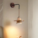 Industrial yellow travertine wall lamp with pull chain switch bedroom