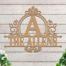 Initial Scroll Family Name Sign