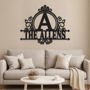 Initial Scroll Family Name Sign