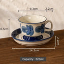 Ink flowers ceramic cup and saucer set dining room floral teacup