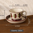 Ink flowers ceramic cup and saucer set dining room floral teacup