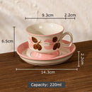 Ink flowers ceramic cup and saucer set dining room floral teacup