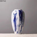 Ink style blue & white ceramic vase set living room decor