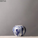 Ink style blue & white ceramic vase set living room decor