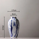 Ink style blue & white ceramic vase set living room decor